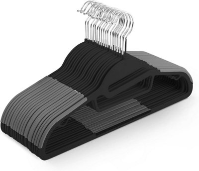 Keplin 30 Pack Non Slip Hangers DurableSlimline Design For Space Saving Tie OrganiserBlack from B&Q