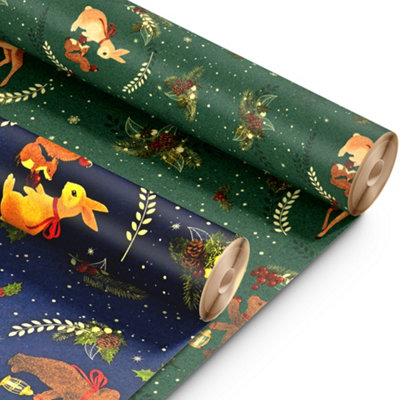 Keplin Kraft & Co 2 Pack Christmas Wrapping Paper Roll 44.5Cm X 25M- Christmas Bunny from B&Q