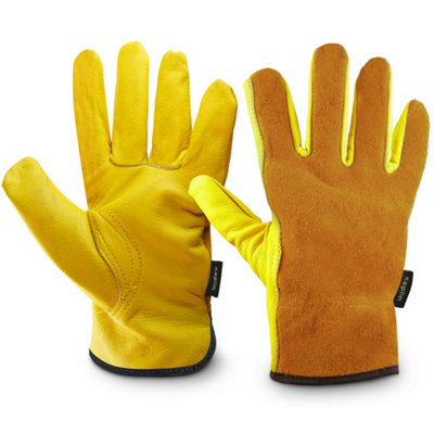 Keplin Gardening Gloves Unisex Cowhide LeatherThorn & Puncture ResistantBreathableLarge from B&Q