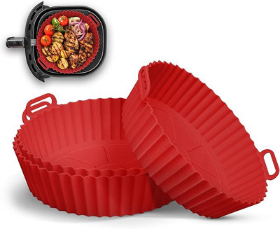 Keplin Silicone Air Fryer Liners 3 Pack Non Stick Reusable Silicone Liners, Dual & Tower Air Fryers Bpa Free, Heat Resistant