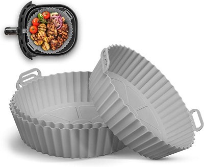Keplin Silicone Air Fryer Liners 3 Pack Non Stick Reusable Silicone Liners, Dual & Tower Air Fryers Bpa Free, Heat Resistant