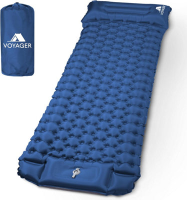 Voyager Single Sleeping Pad Ergonomic Durable 40D Nylon Tpu Easy Inflation Deflation Compact & LightweightBlue from B&Q