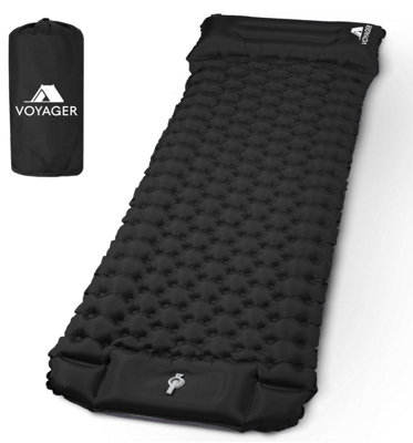 Voyager Single Sleeping Pad Ergonomic Durable 40D Nylon Tpu Easy Inflation Deflation Compact & LightweightBlack from B&Q