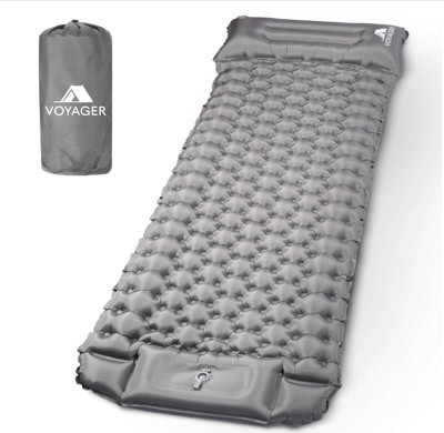 Voyager Single Sleeping Pad Ergonomic Durable 40D Nylon Tpu Easy Inflation Deflation Compact & LightweightGrey from B&Q