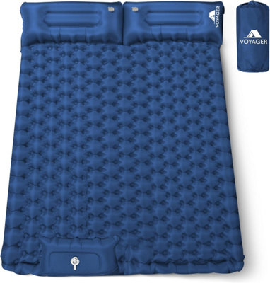 Voyager Double Sleeping Pad Ergonomic Durable 40D Nylon Tpu Easy Inflation Deflation Compact & LightweightBlue from B&Q