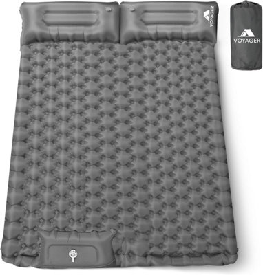 Voyager Double Sleeping Pad Ergonomic Durable 40D Nylon Tpu Easy Inflation Deflation Compact & LightweightGrey from B&Q
