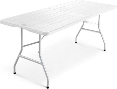B&Q -  6Ft Folding Table With White Wood Slate Patterned Top180X70X74Cm (Wood Slate)