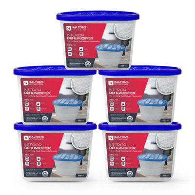 Haltons Pack Of 5 (500Ml)  Moisture Absorber Dehumidifiers Condensation Remover For DampMouldHomeWardrobeKitchen from B&Q