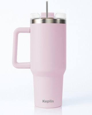 Keplin Tumbler 40 Oz With HandleStainless SteelCream Pink from B&Q