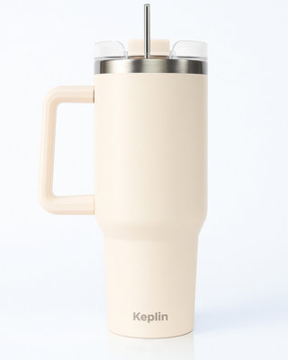 Keplin Tumbler 40 Oz With HandleStainless SteelCream White from B&Q