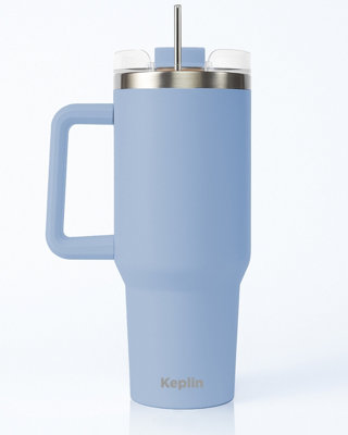 Keplin Tumbler 40 Oz With HandleStainless SteelLight Blue from B&Q