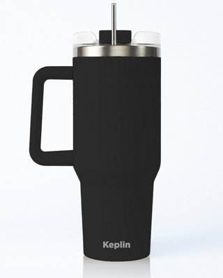 Keplin Tumbler 40 Oz With HandleStainless SteelBlack from B&Q