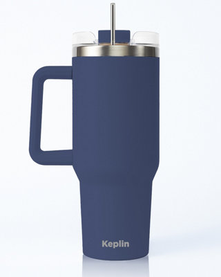 Keplin Tumbler 40 Oz With HandleStainless SteelNavy Blue from B&Q