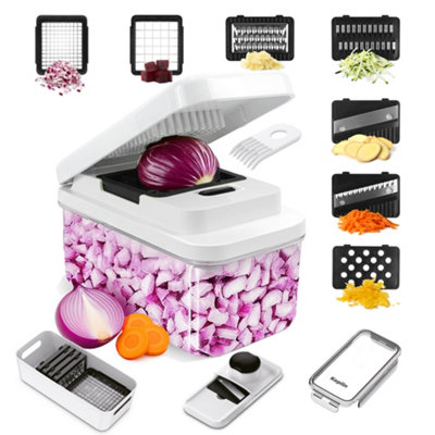 Keplin 7-In-1 Vegetable Chopper With Container Multi-Functional SlicerDicer & GraterBpa FreeDishwasher SafeNon-Slip from B&Q