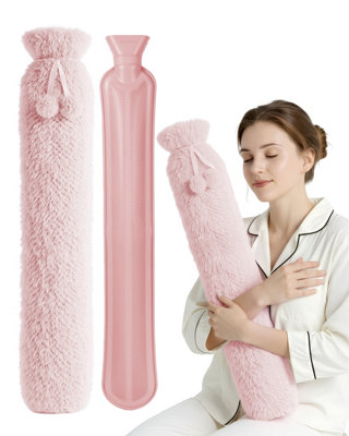 Keplin 2L Hot Water Bottle Extra Long With Super Soft FleeceBlush from B&Q