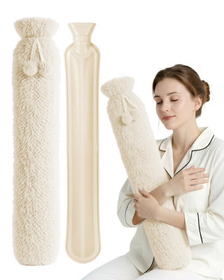 Keplin 2L Hot Water Bottle Extra Long With Super Soft FleeceCream from B&Q