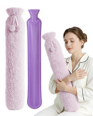 Keplin 2L Hot Water Bottle Extra Long With Super Soft FleeceLilac from B&Q