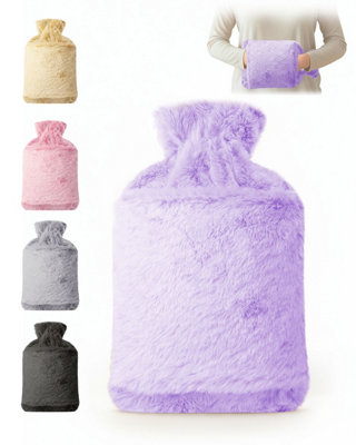 Keplin 2L Cosy Hot Water Bottle With PlushThermal Rubber BottleLilac1 Year Warranty from B&Q