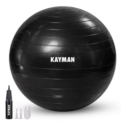 Kayman Exercise Ball Charcoal Strom Anti-Burst System Ideal For Yoga PilatesFitness Balance Training Gym And Home Workouts(75Cm) from B&Q