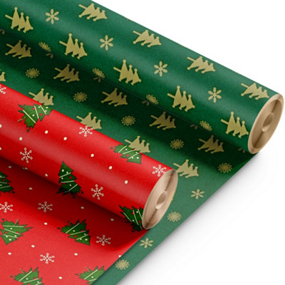 Keplin Kraft & Co 2 Pack Christmas Wrapping Paper Roll 44.5Cm X 25M- Christmas Tree from B&Q
