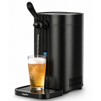 B&Q -  Beverage Keg Dispenser 5L Draft Beverage Tap SystemThermoelectric CoolerLed Temperature GaugeDrink FountainBlack