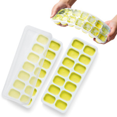 Keplin Yellow Silicone Ice Cube Trays With Non-Spill LidsEasy To Remove Ice Cube from B&Q