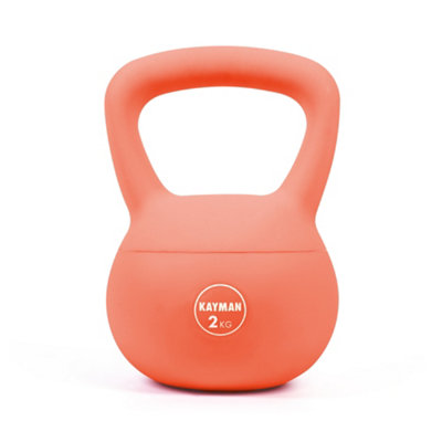 B&Q -  Soft Kettlebell For Home Gym Pvc Coated Weight Floor Safe Flat Base Ergonomic Non-Slip Handle Strength (2 Kg)