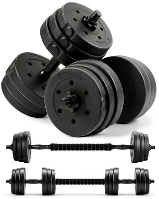 Kayman Adjustable 20Kg Dumbbell & Barbell SetPlastic Weight Set For Home Gym Strength TrainingMulti Weight Dumbbells With Conn from B&Q