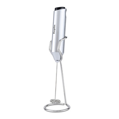 Keplin Electric Milk Frother HandheldElectric Milk Foam Maker With Stand And Steel WhiskSilver from B&Q