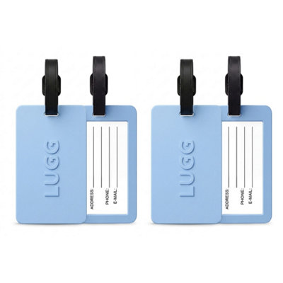 B&Q -  Luggage Tags 2 PackSuitcase Id TagsBright Colours PvcFlexible Tear ResistantSecure Clear Window SlotSlate Blue