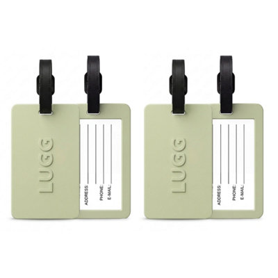 B&Q -  Luggage Tags 2 PackSuitcase Id TagsBright Colours PvcFlexible Tear ResistantSecure Clear Window SlotSage Green