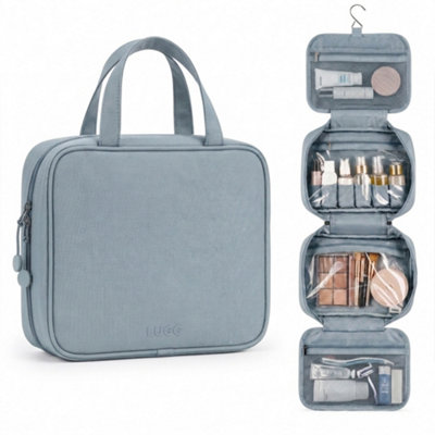 B&Q -  Waterproof Hanging Toiletry Bag With Hanging Hook Multiple Compartments 19Cm H X 8Cm W X 25Cm LGunmetal