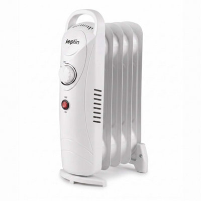 Keplin Mini Oil Filled Radiator, 650W Electric Heater, 5 Fin, Adjustable Thermostat, Castors, White 5056475449429 - Image 4