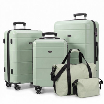 Lugg - Jetset 5Pc Set Suitcase, Duffle & Toiletry Bag - Sage Green - Bundle