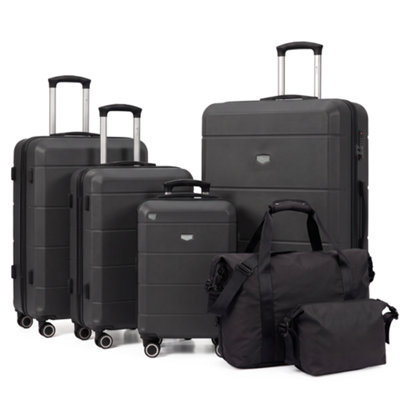 Lugg - Jetset 6Pc Set Suitcase, Duffle & Toiletry Bag - Black - Bundle