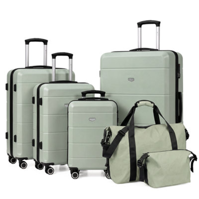 Lugg - Jetset 6Pc Set Suitcase, Duffle & Toiletry Bag - Sage Green - Bundle