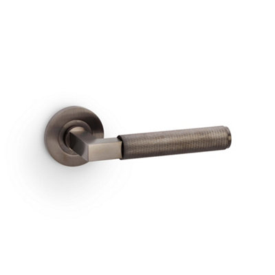 Alexander & Wilks Hurricane Knurled Lever On Round RoseDark Bronze Pvd from B&Q