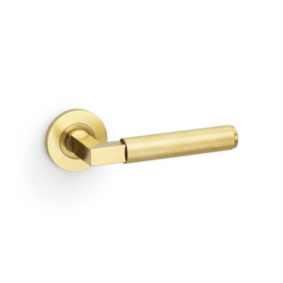 Alexander & Wilks Hurricane Knurled Lever On Round RoseSatin Brass Pvd from B&Q