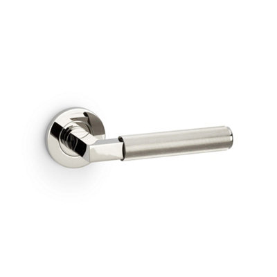 Alexander & Wilks Hurricane Reeded Lever On Round RosePolished Nickel Pvd from B&Q
