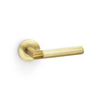 Alexander & Wilks Harrier Knurled Lever On Round RoseSatin Brass Pvd from B&Q
