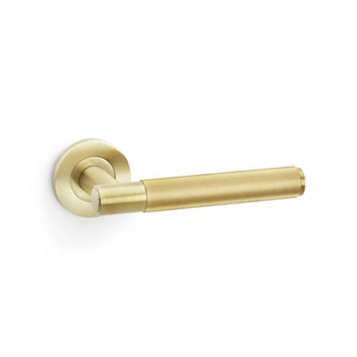Alexander & Wilks Spitfire Reeded Lever On Round RoseSatin Brass Pvd from B&Q