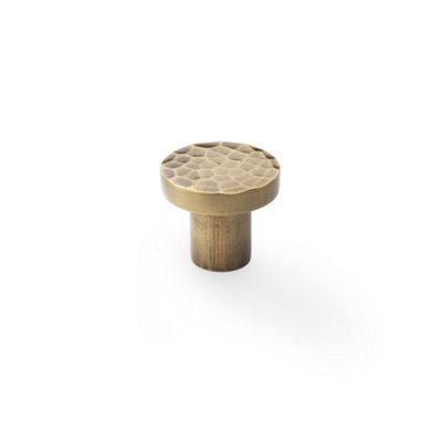 Alexander & Wilks Hanover Hammered Cupboard KnobAntique Brass30mm from B&Q