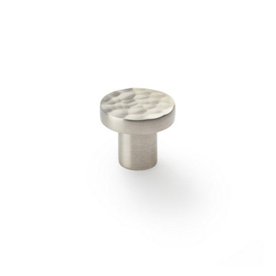 Alexander & Wilks Hanover Hammered Cupboard KnobSatin Nickel30mm from B&Q
