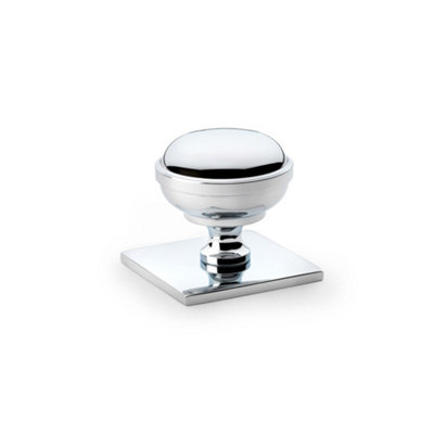 Alexander & Wilks Quantock Cupboard Knob On Square BackplatePolished Chrome34mm from B&Q