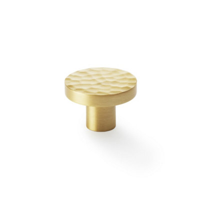 Alexander & Wilks Hanover Hammered Cupboard KnobSatin Brass38mm from B&Q