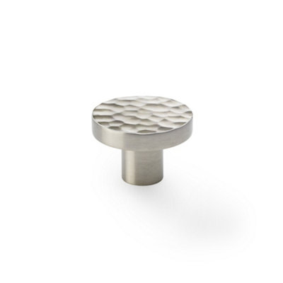 Alexander & Wilks Hanover Hammered Cupboard KnobSatin Nickel38mm from B&Q