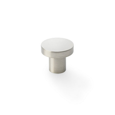 Alexander & Wilks Hanover Plain Cupboard KnobSatin NickelKnob 30mm from B&Q