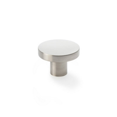 Alexander & Wilks Hanover Plain Cupboard KnobSatin NickelKnob 38mm from B&Q