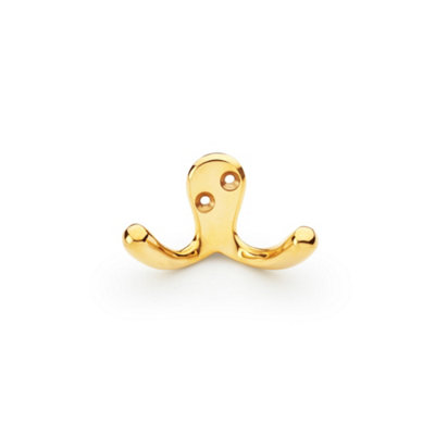 B&Q -  Victorian Double Robe HookPolished Brass Unlacquered