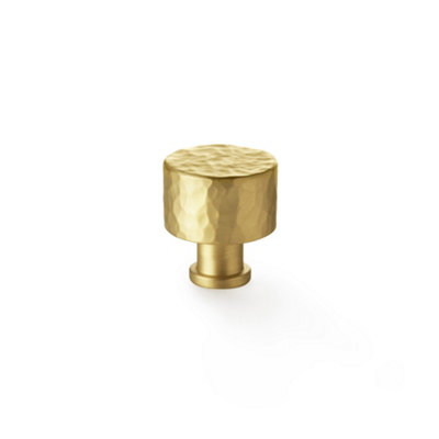 Alexander & Wilks Leila Hammered Cupboard KnobSatin Brass30mm from B&Q